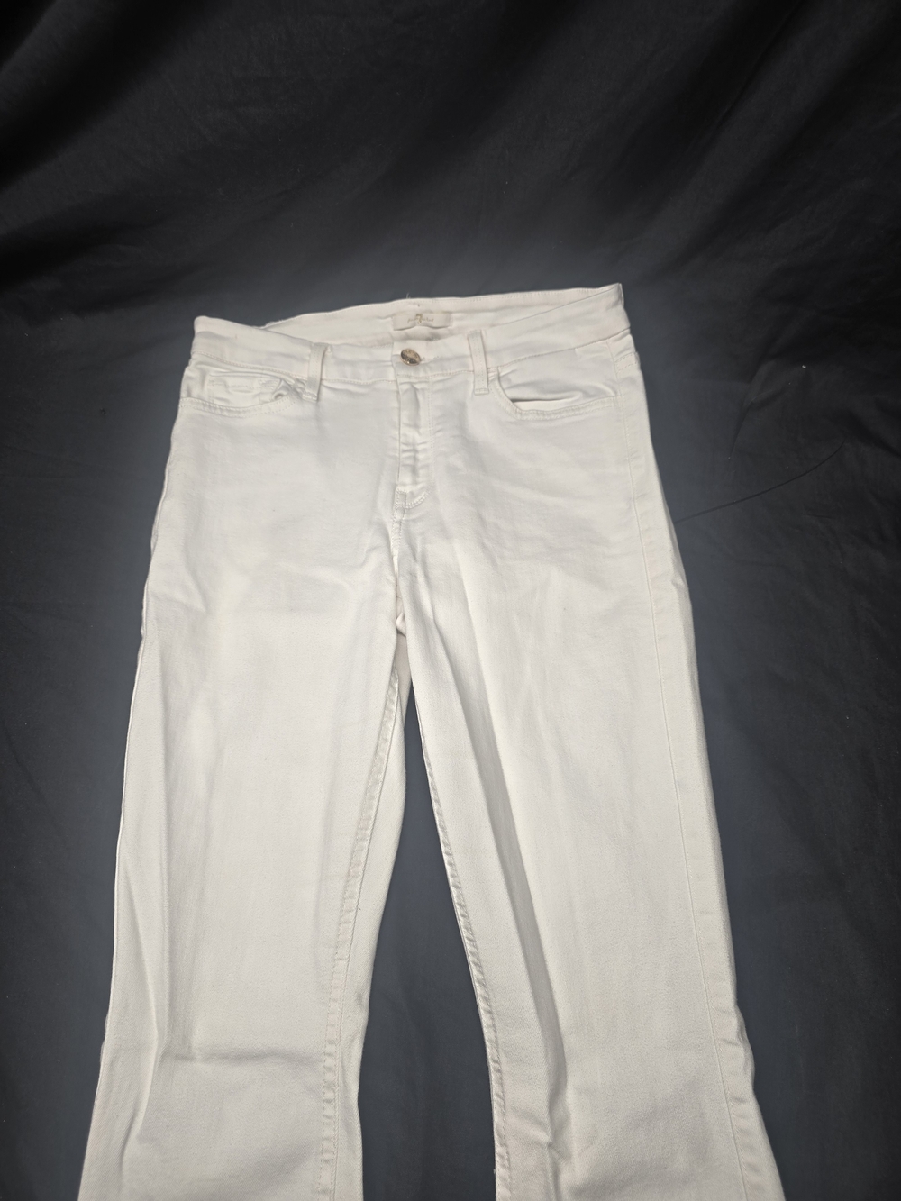 7 For All Mankind Cargo Logan White Jeans Women's 28 Straight Leg Stretch